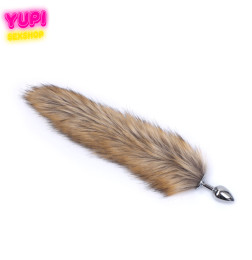Металлическая анальная пробка с хвостом Fox Natural Fur