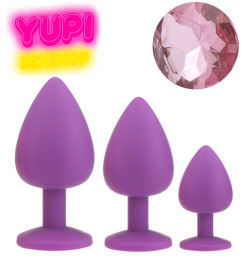 Набор сиреневых силиконовых анальных пробок Rosy