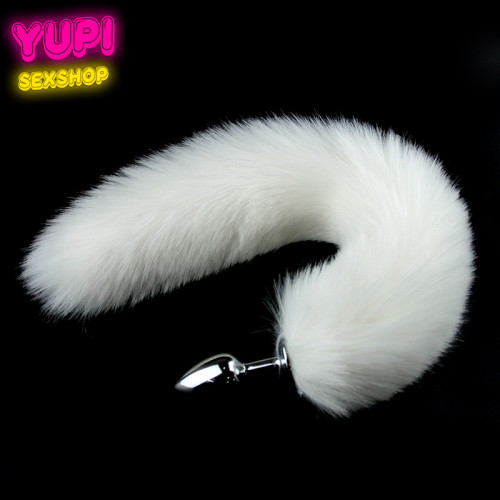 Металлическая анальная пробка с лисьим хвостом Fox White