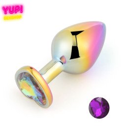 Перламутрова металева анальна пробка Heart Dark Purple S