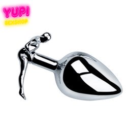 Серебристая металлическая анальная пробка Smile Plug L