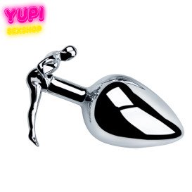 Срібляста металева анальна пробка Smile Plug L
