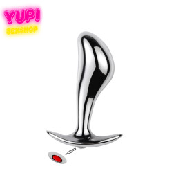 Серебристая металлическая анальная пробка Rain Drop Red M