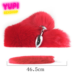 Металлическая анальная пробка с лисьим хвостом Fox Red