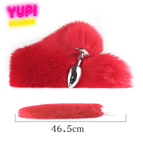 Металлическая анальная пробка с лисьим хвостом Fox Red