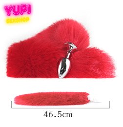 Металлическая анальная пробка с лисьим хвостом Fox Red