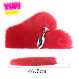 Металлическая анальная пробка с лисьим хвостом Fox Red