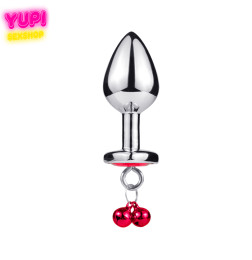 Металлическая анальная пробка Bell Heart Red M