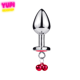 Металлическая анальная пробка Bell Heart Red M