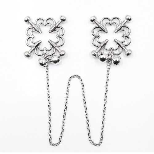 Металлические регулируемые зажимы для сосков с цепочками и колокольчиками Guest