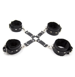 Набор кожаных браслетов-фиксаторов крестовина Restraint