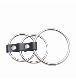 Стальной фиксатор на пенис с 3 кольцами Steel Index