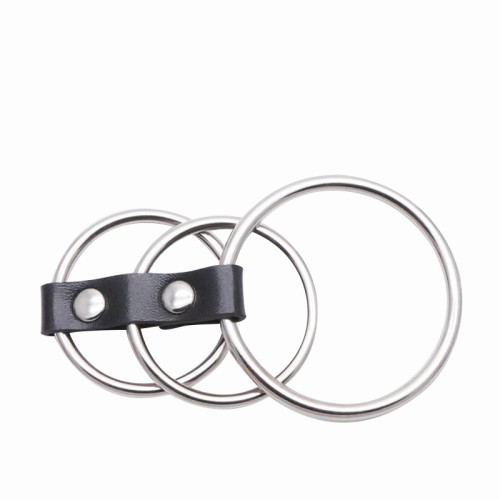 Стальной фиксатор на пенис с 3 кольцами Steel Index