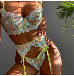 Прозрачный комплект нижнего белья с цветочной вышивкой Per amore S