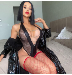 Прозрачное боди с вырезом и открытой спиной Ineffable M