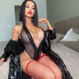 Прозрачное боди с вырезом и открытой спиной Ineffable M