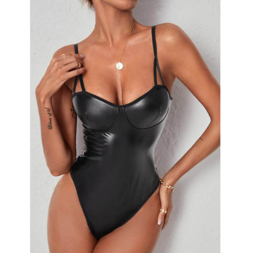 Латексное боди на бретельках с балконетом Graceful M