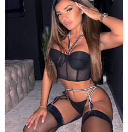 Комплект нижнего белья со сверкающими подвязками, ремнями и бретельками Veltalenhed L