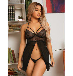 Прозрачная комбинация на бретелях с кружевным лифом и стрингами Wicked 2XL