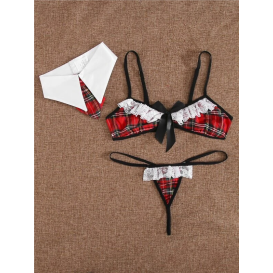 Комплект Школьницы – воротничек, бюстгалтер, трусики – Doux S