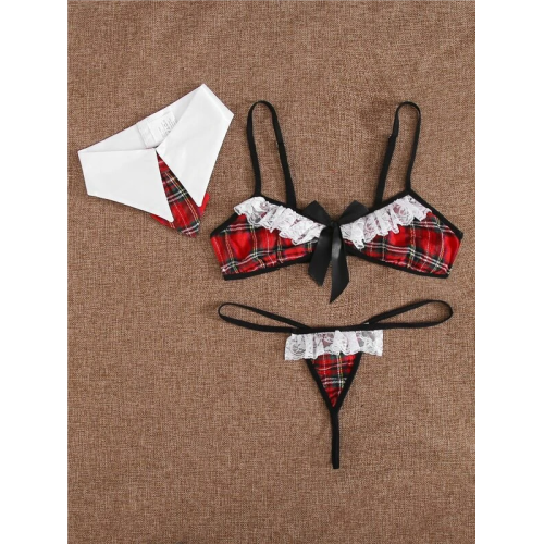 Комплект Школьницы – воротничек, бюстгалтер, трусики – Doux L