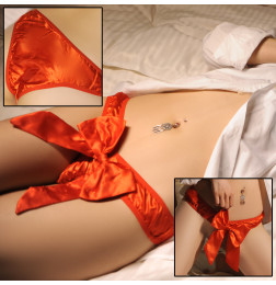 Шелковые трусики с бантом Merite Red XL