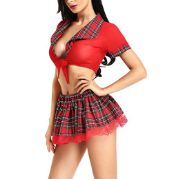 Костюм Черлидерши – топ на завязке, юбка с гипюром – Camellia M