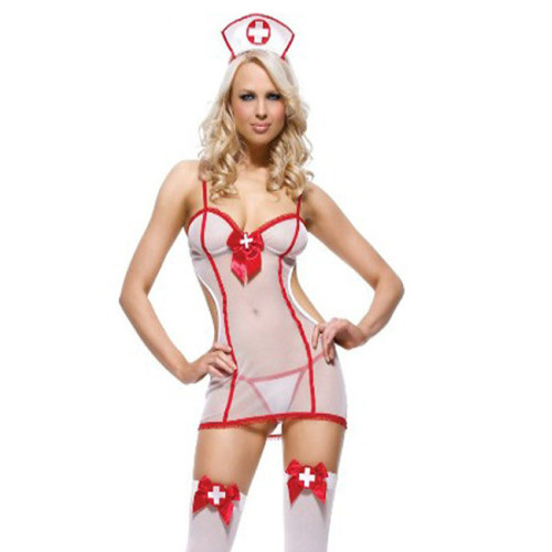 Костюм Медсестры – полупрозрачный пеньюар, трусики, обруч – Nanny
