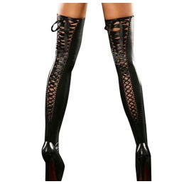 Латексные чулки со шнурками-лентами Oblivion Black