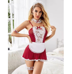 Костюм горничной - пеньюар, трусики, обруч,подвязка на ножку.  кружевные браслеты –  Lass XL