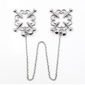 Металлические регулируемые зажимы для сосков с цепочками и колокольчиками Guest