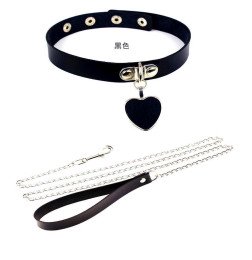 Кожаный ожерелье–ошейник с поводком Dimaro