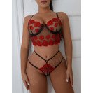 Прозрачное нижнее белье – секс-трусики и майка – Dingo Red XL