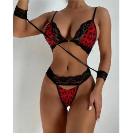 Нижнее белье с кружевами и леопардовым принтом Tender Leopard M