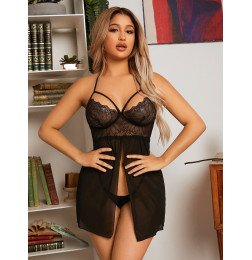 Прозрачная комбинация на бретелях с кружевным лифом и стрингами Wicked XL