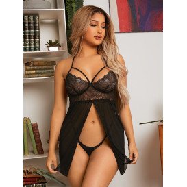 Прозрачная комбинация на бретелях с кружевным лифом и стрингами Wicked 2XL