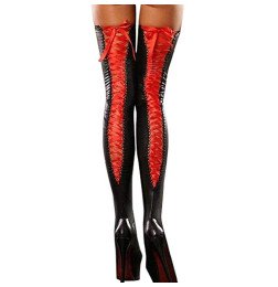 Латексные чулки со шнурками-лентами Oblivion Red