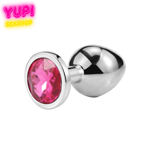 Срібляста металева анальна пробка Circle Pink M