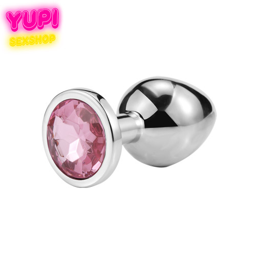 Серебристая металлическая анальная пробка Circle Rosy M