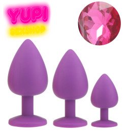 Набір бузкових силіконових анальних пробок Pink