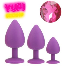 Набор сиреневых силиконовых анальных пробок Pink