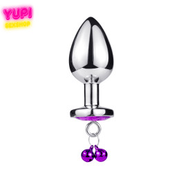 Металлическая анальная пробка Bell Heart Purple L