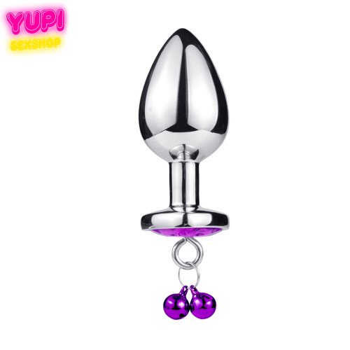 Металева анальна пробка Bell Heart Purple L