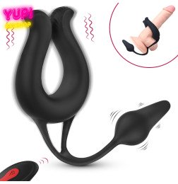 Эрекционное кольцо с анальной пробкой Nicole Black RCT