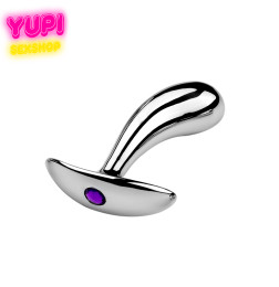 Срібляста металева анальна пробка Dew Drop Purple S