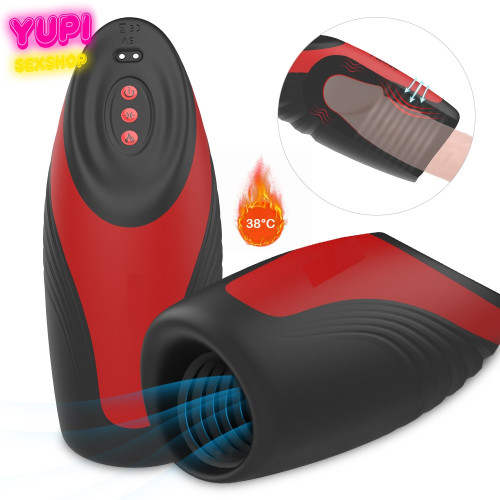 Мастурбатор с подогревом и вибрацией King Artur Black-Red