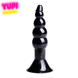 Силиконовая черная анальная пробка с присоской Quint Black