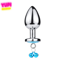 Металлическая анальная пробка Bell Heart Light Blue L