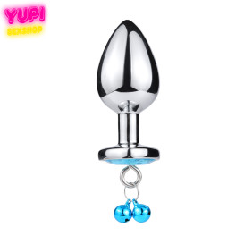 Металлическая анальная пробка Bell Heart Light Blue L