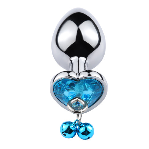 Металлическая анальная пробка Bell Heart Light Blue L